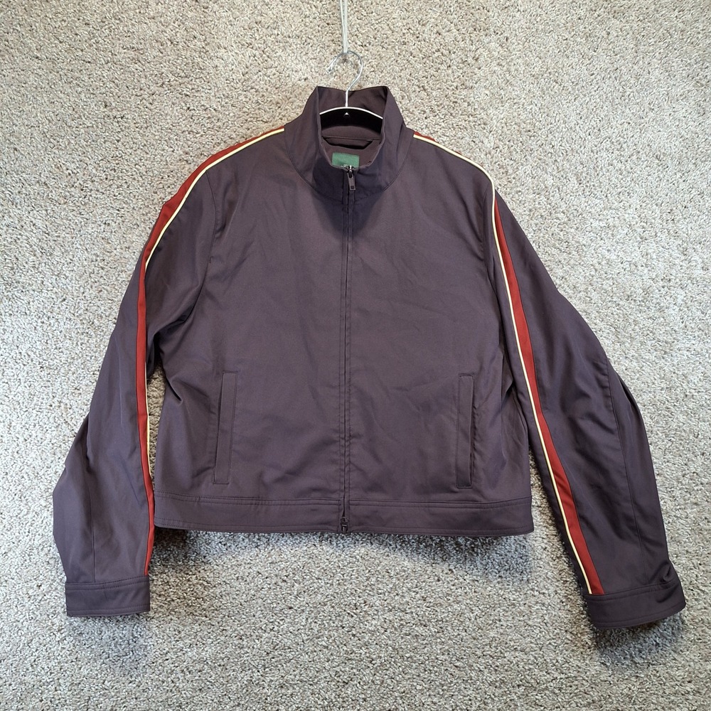 Wild Fable Track Jacket Women L Brown Full Zip Racing Stripe Athletic Streetwear